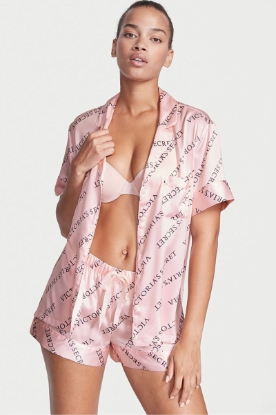 Victoria's Secret Satin Kort Pyjamas Roze | NL-315YNHC